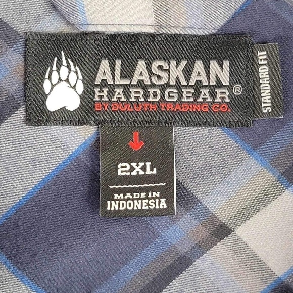 Alaskan Hardgear Duluth Mens 2XL Long Sleeve Blue Flannel Button Up Shirt Wool - Picture 9 of 12